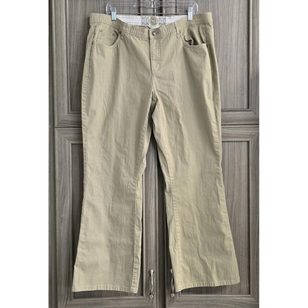 C J Stretch Womens Khaki Color Jeans Flare Leg Sz 16W